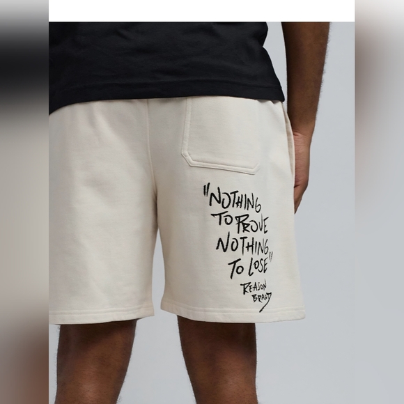 Reason Brand Walter Khaki Cream Graphic and Quote Shorts Size XXL NWT BS-2927 - Picture 6 of 7